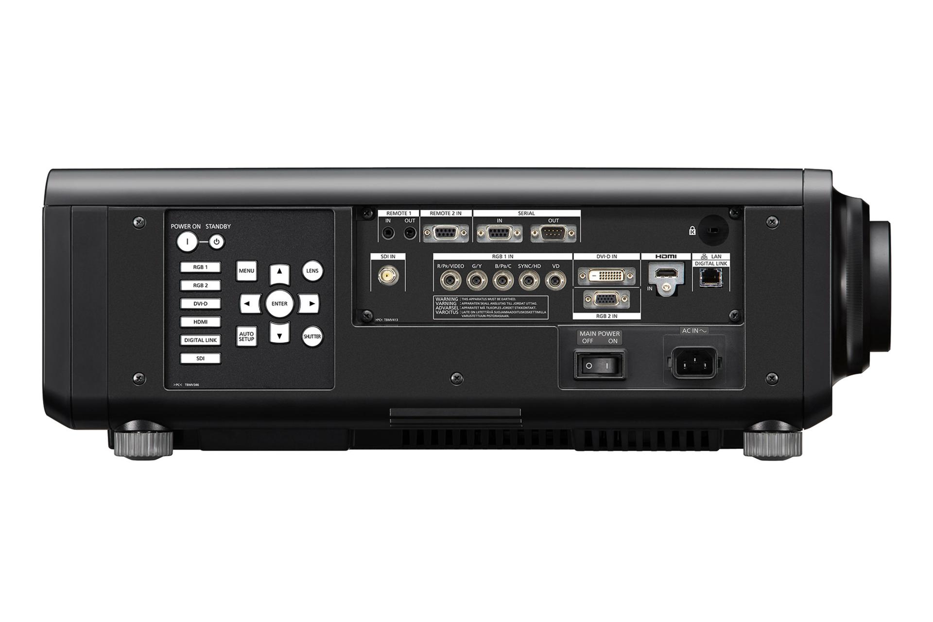 ویدیو پروژکتور پاناسونیک Panasonic PT-RZ670 نمای جانبی و درگاه ها رنگ مشکی