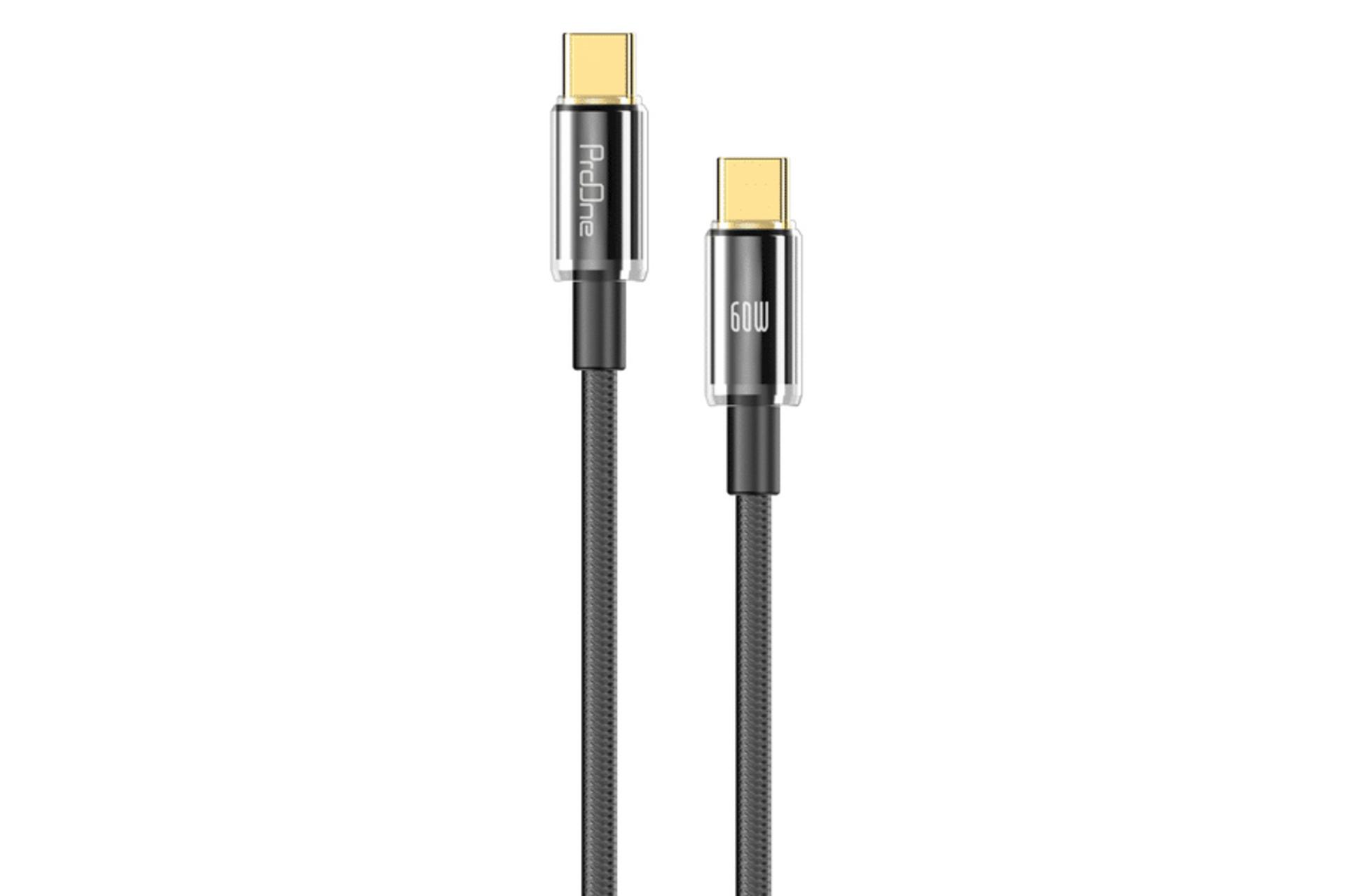 کابل شارژ USB پرو وان Type-C به Type-C مدل PCC119 با طول 1 متر مشکی