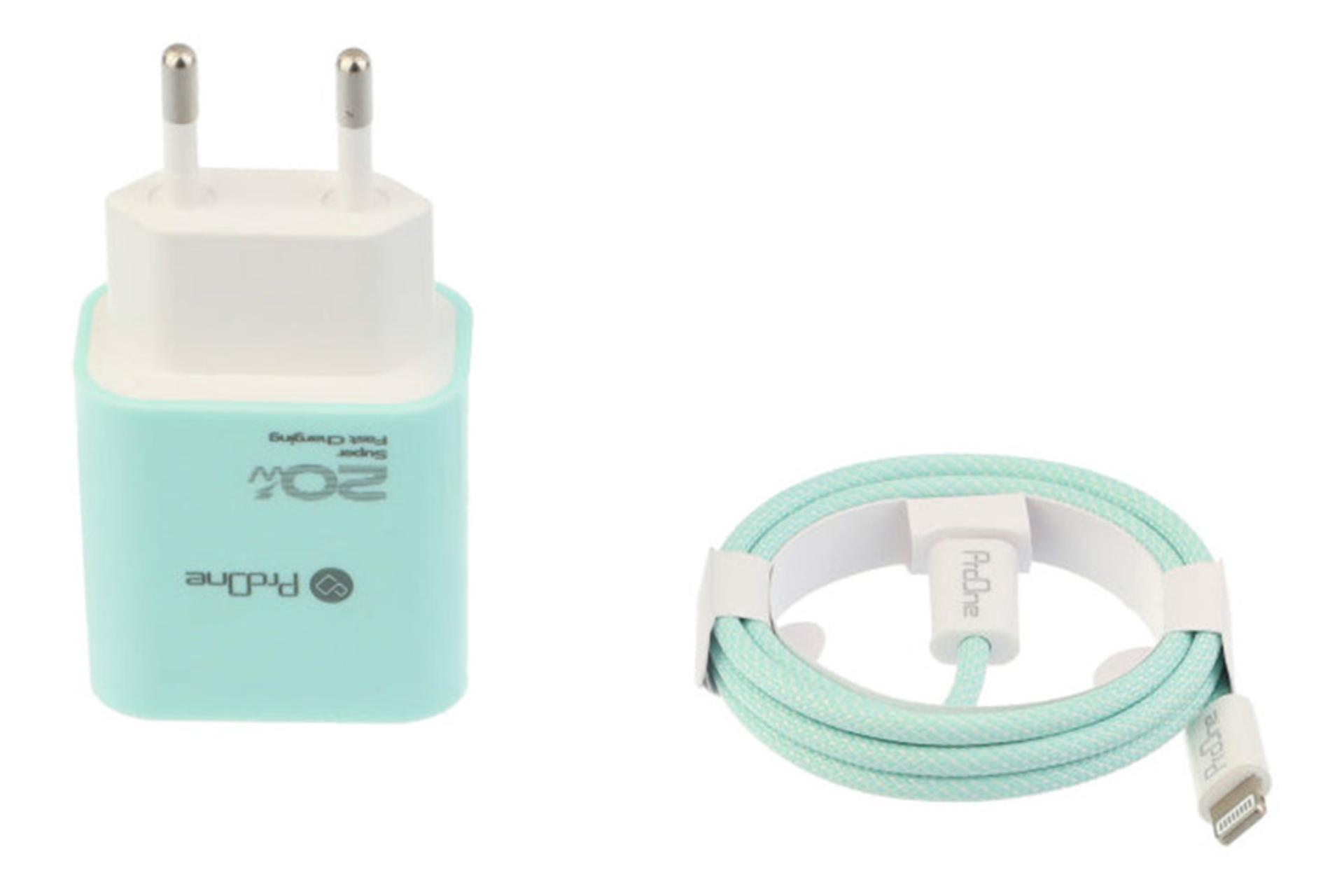 رنگ سبز شارژر پرو وان ProOne PWC540 With Lightning Cable