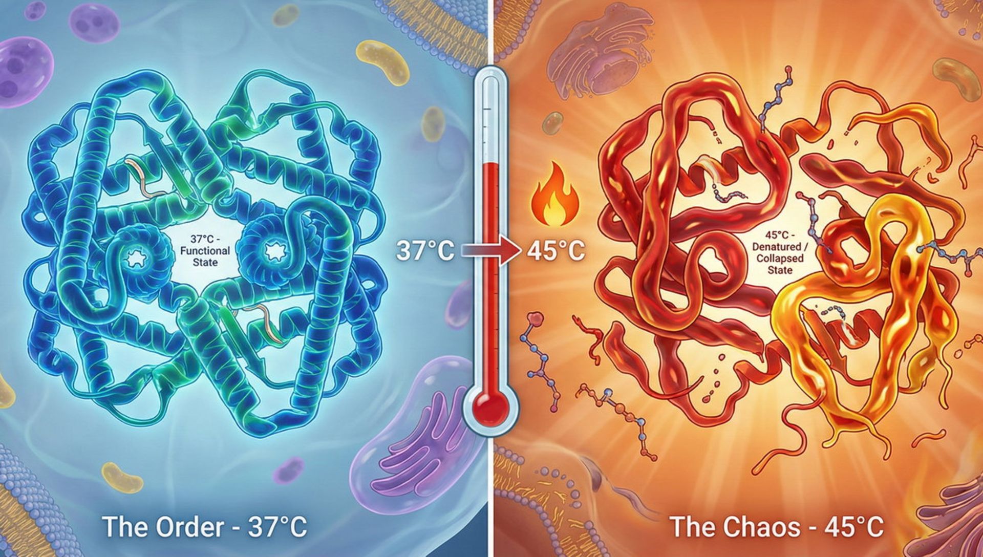 شبیه‌سازی تخریب ساختار پروتئین بر اثر گرما