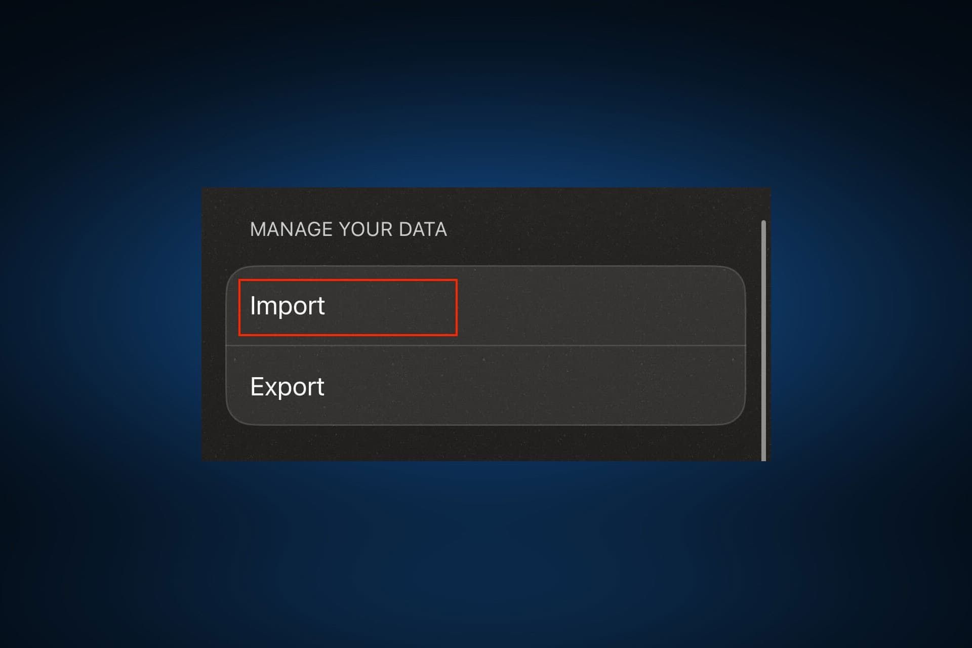 گزینه‌ی ایمپورت در برنامه Proton Authenticator