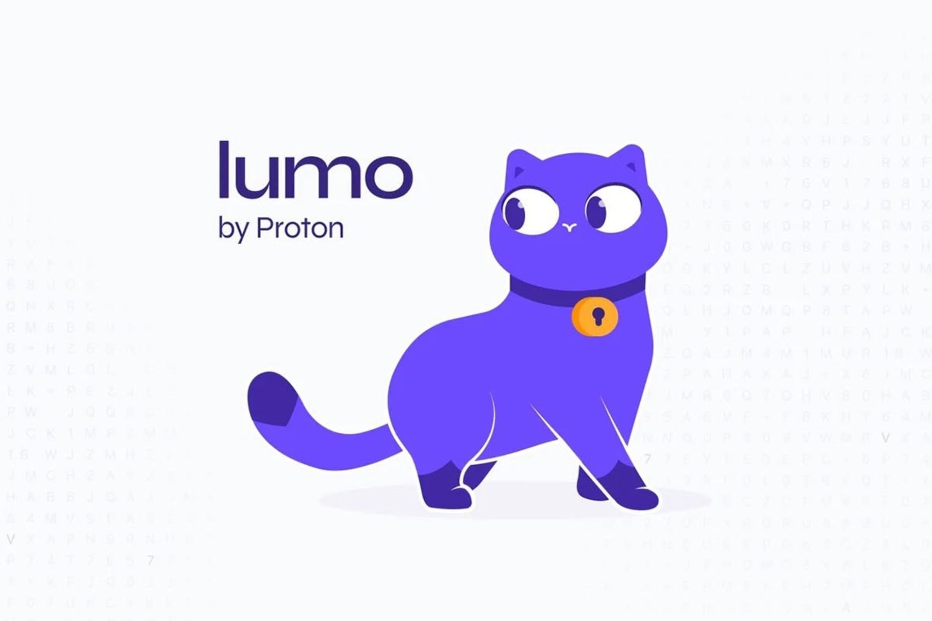 گربه‌ی بنفش در کنار لوگو Lumo