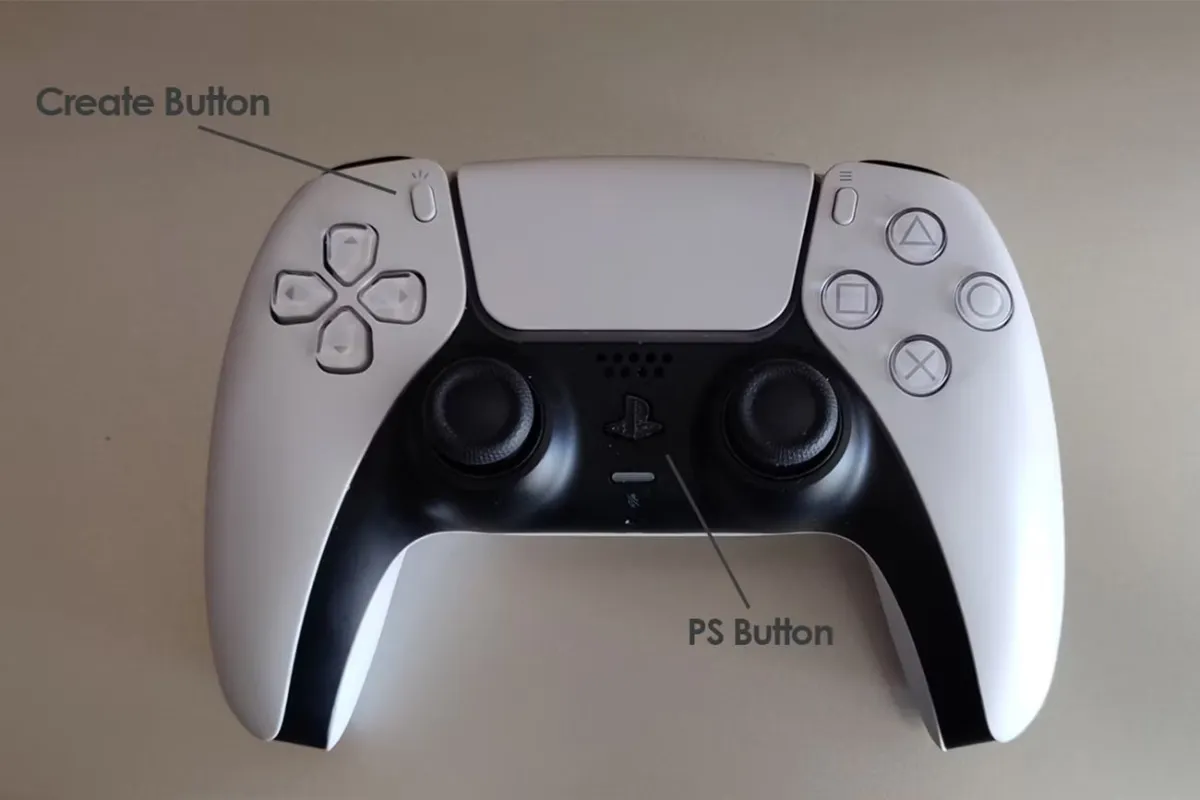 دکمه های PS و Create در دسته بازی پلی استیشن 5