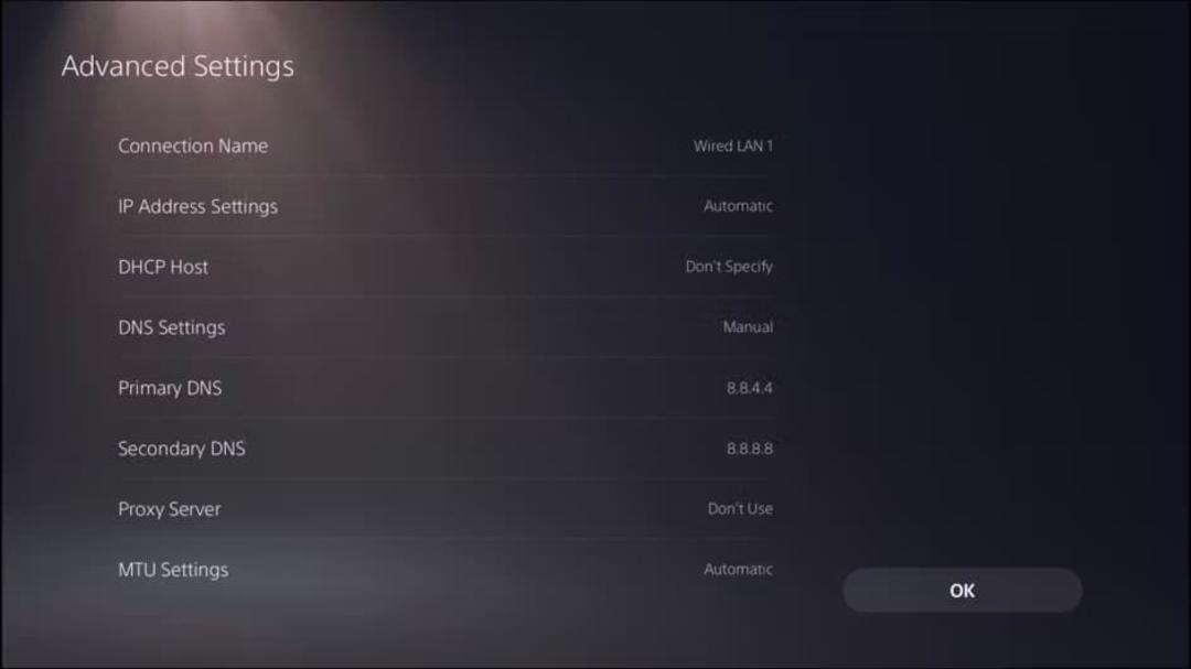 بخش تنظیمات DNS پلی استیشن 5