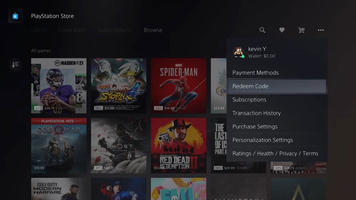 ввести код playstation 5