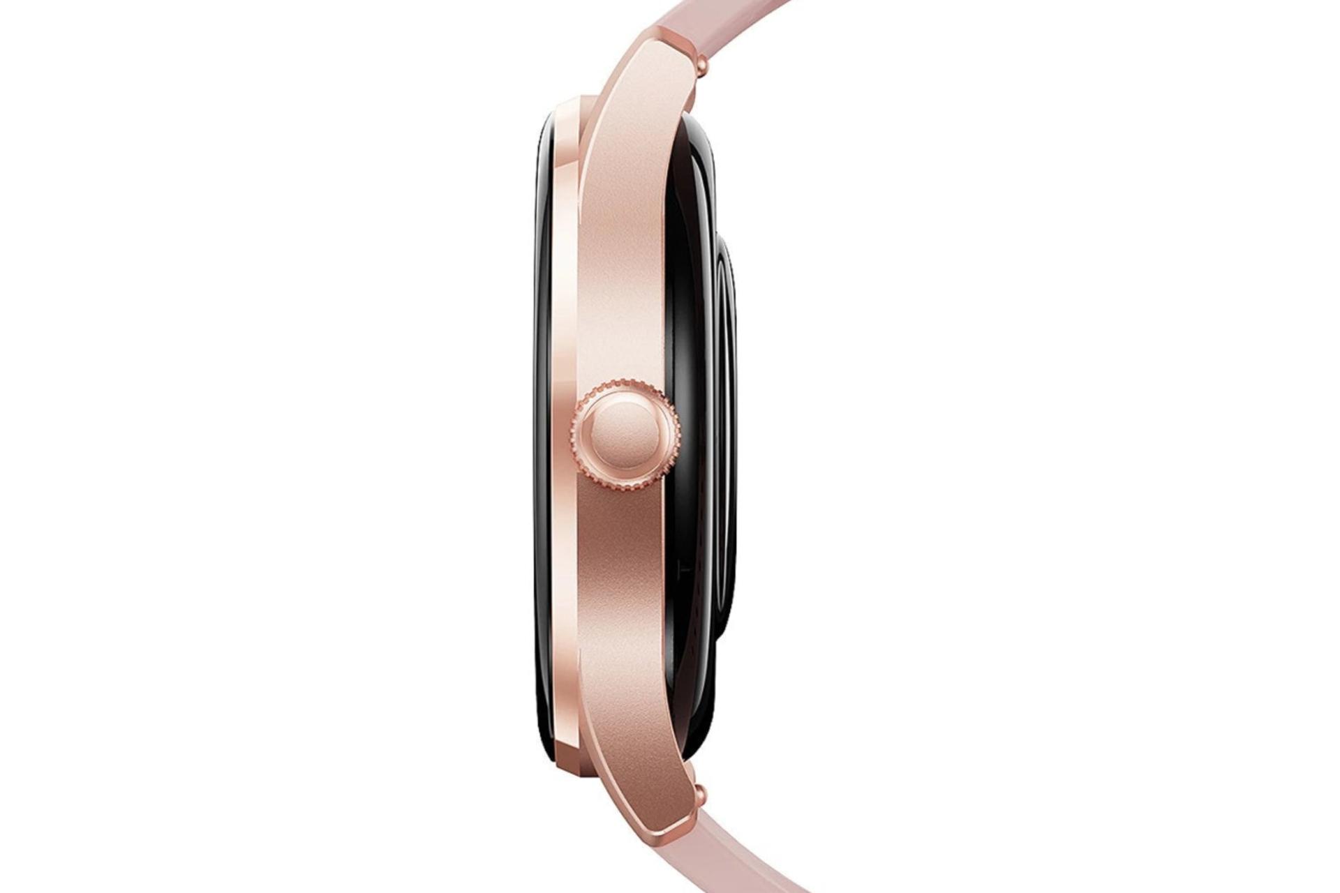 ساعت هوشمند کیو سی وای QCY Watch Elite طلایی از نمای جانبی
