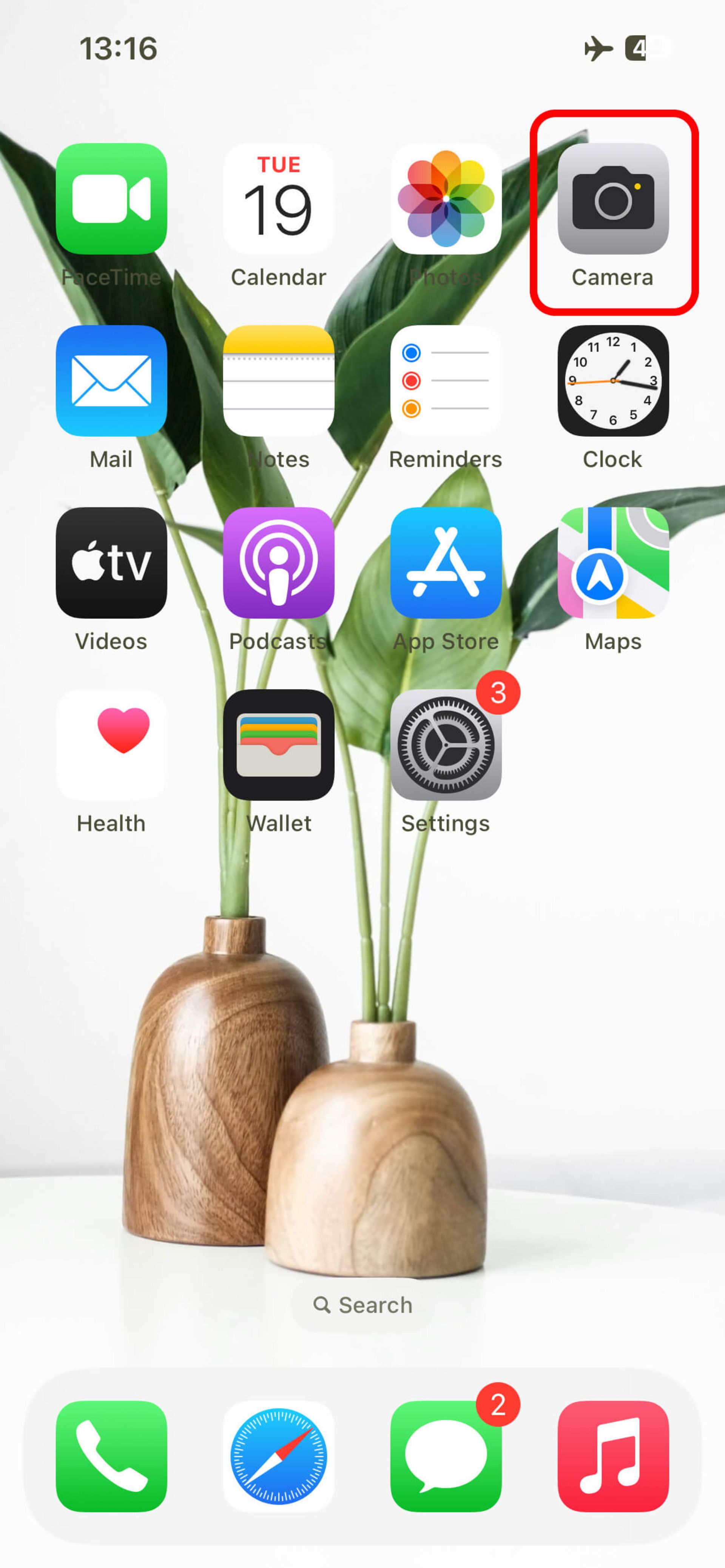 انتخاب Camera ایفون برای اسکن کد qr
