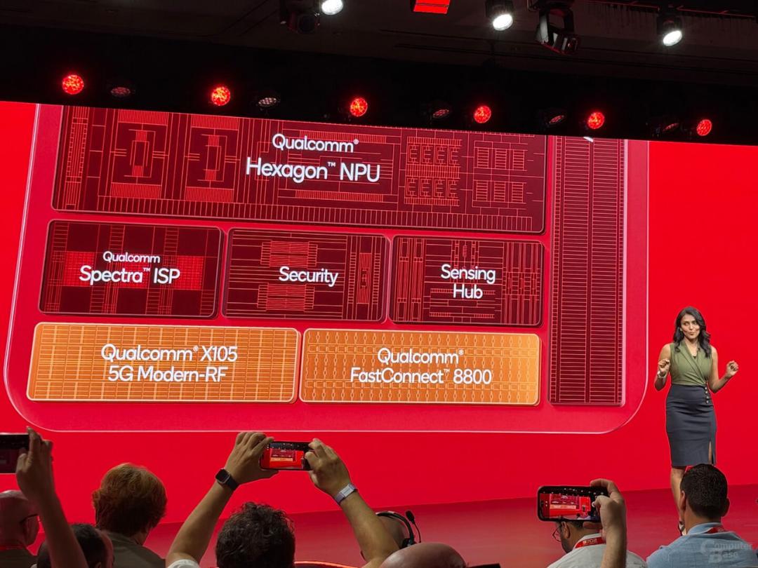 نمای نمایش معماری تراشه اسنپدراگون ۸ الیت (Snapdragon 8 Elite) روی صفحه نمایش بزرگ