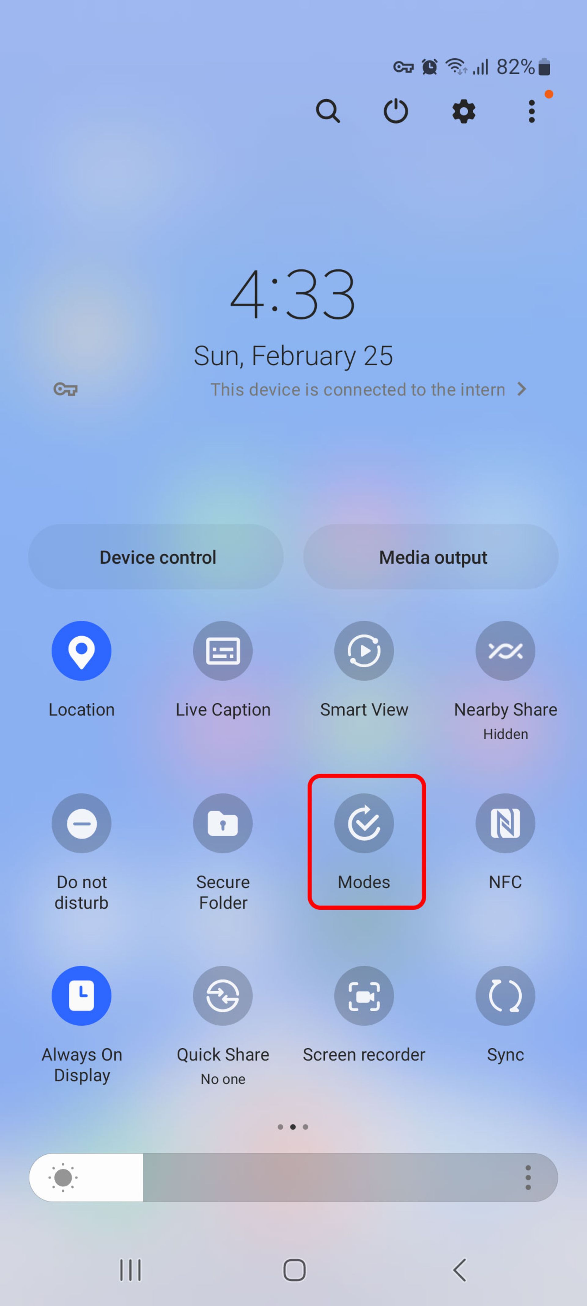منوی تنظیمات سریع (quick settings) در اندروید