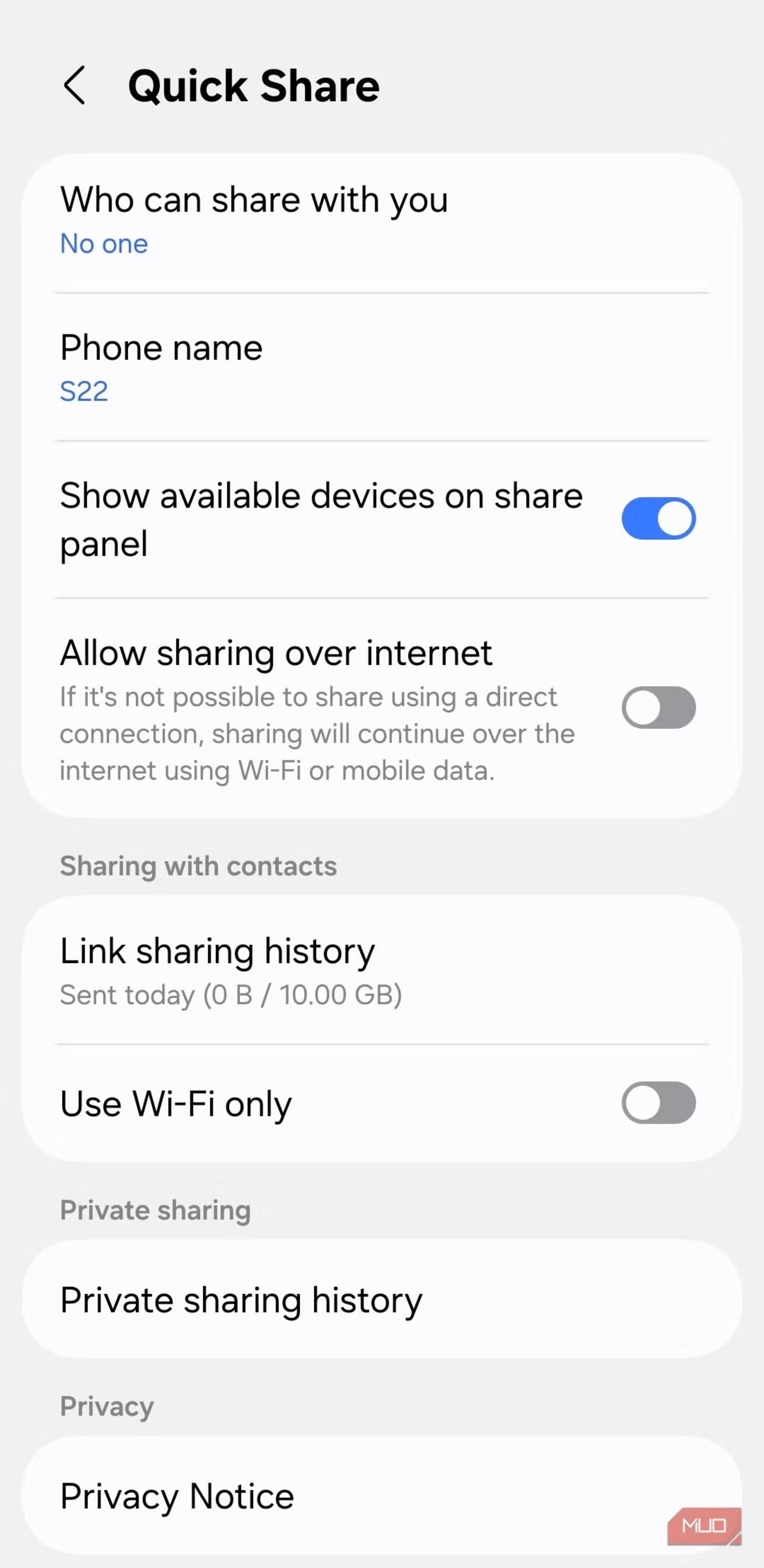 غیرفعال کردن قابلیت Quick Share