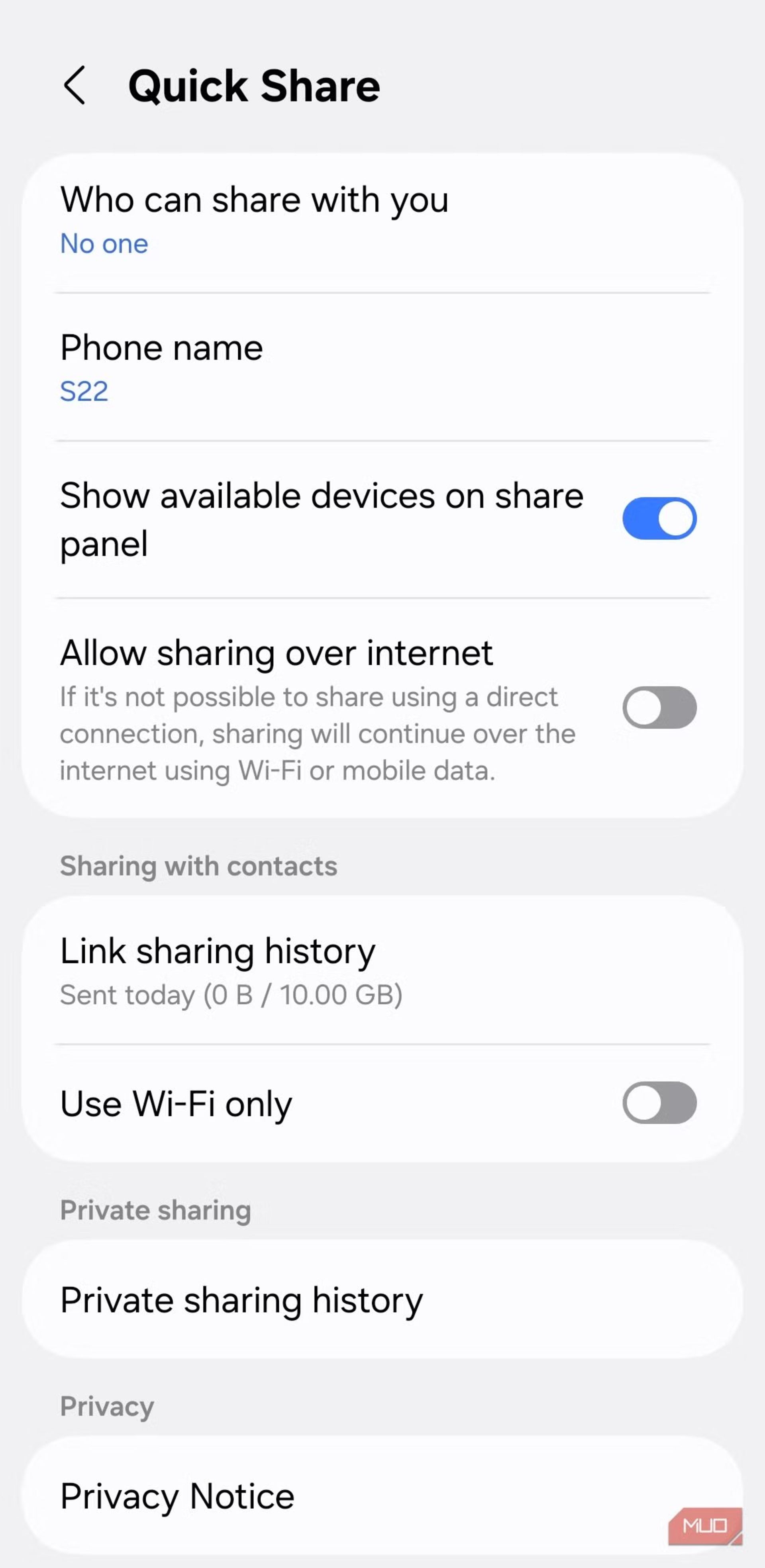 غیرفعال کردن قابلیت Quick Share