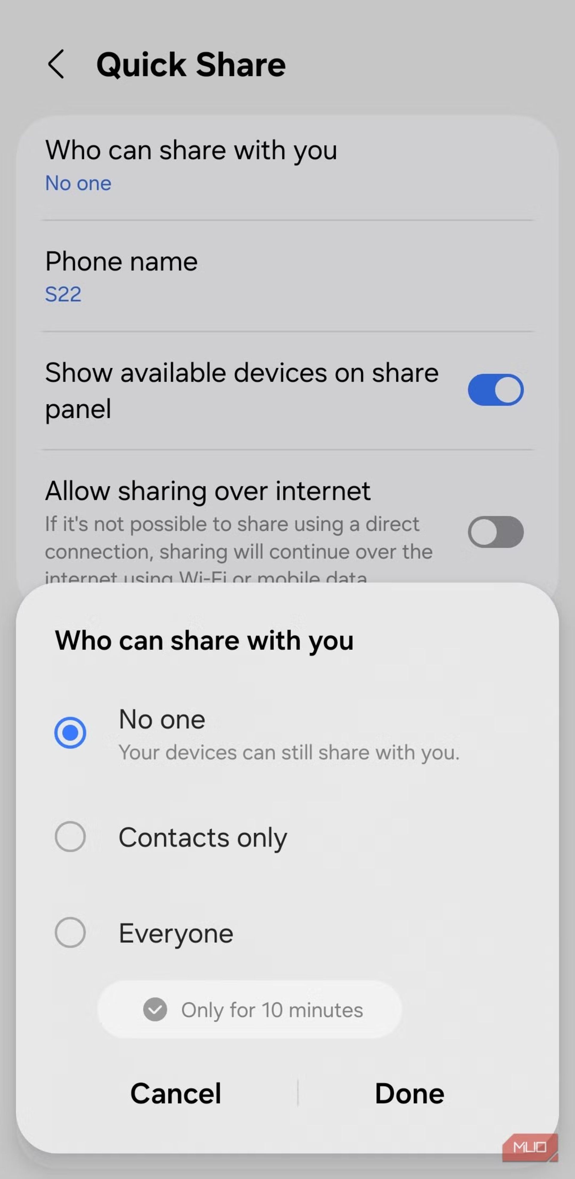 غیرفعال کردن قابلیت Quick Share