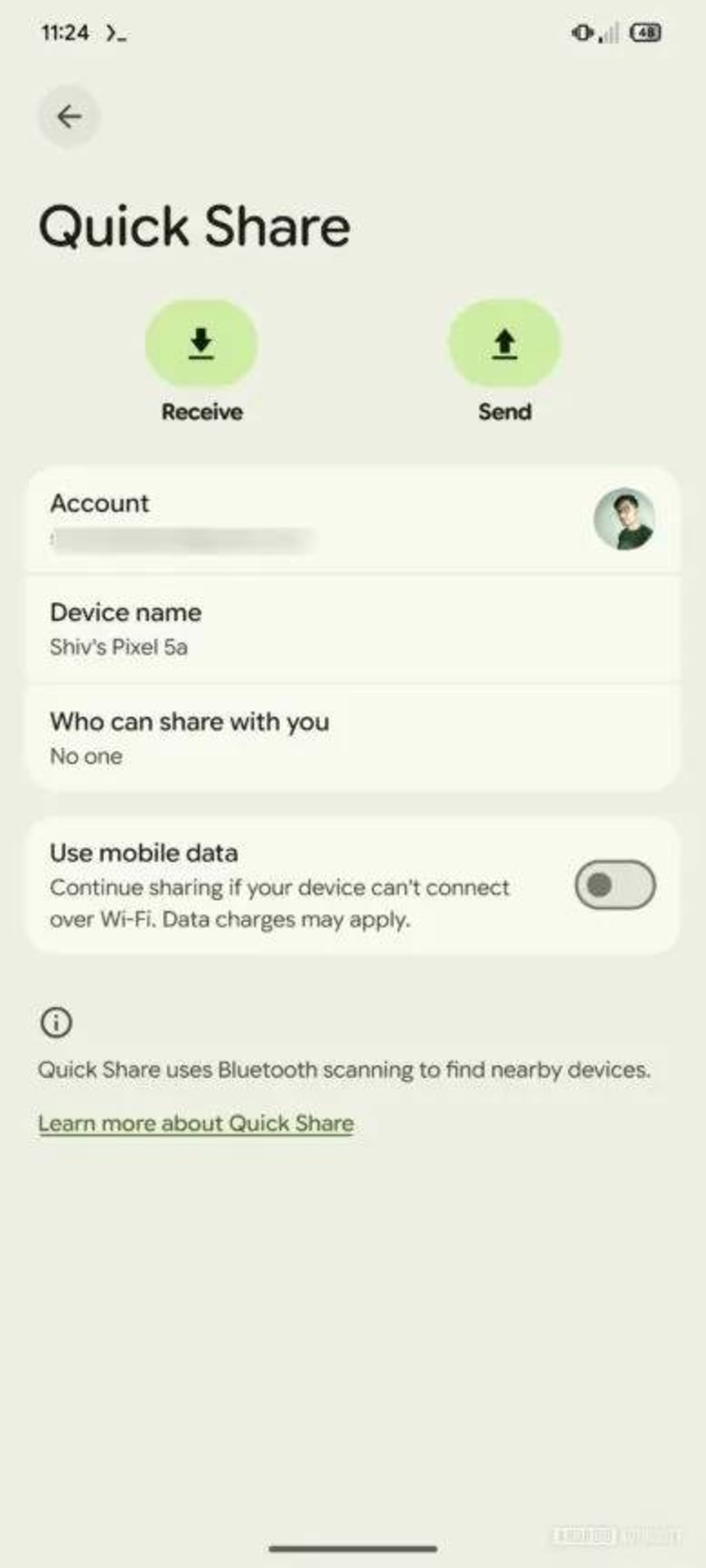 باز طراحی Quick Share اندروید
