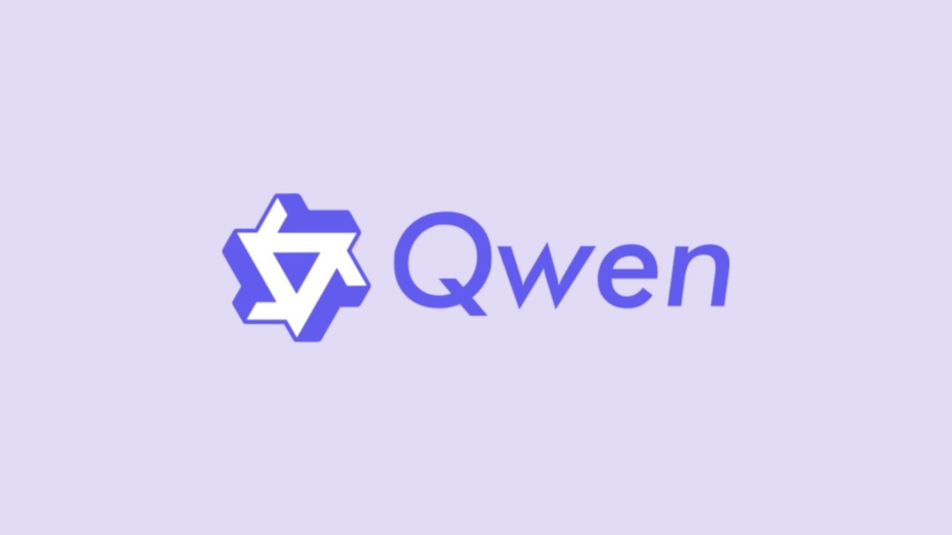 لوگو هوش مصنوعی Qwen علی‌بابا در پس‌زمینه بنفش