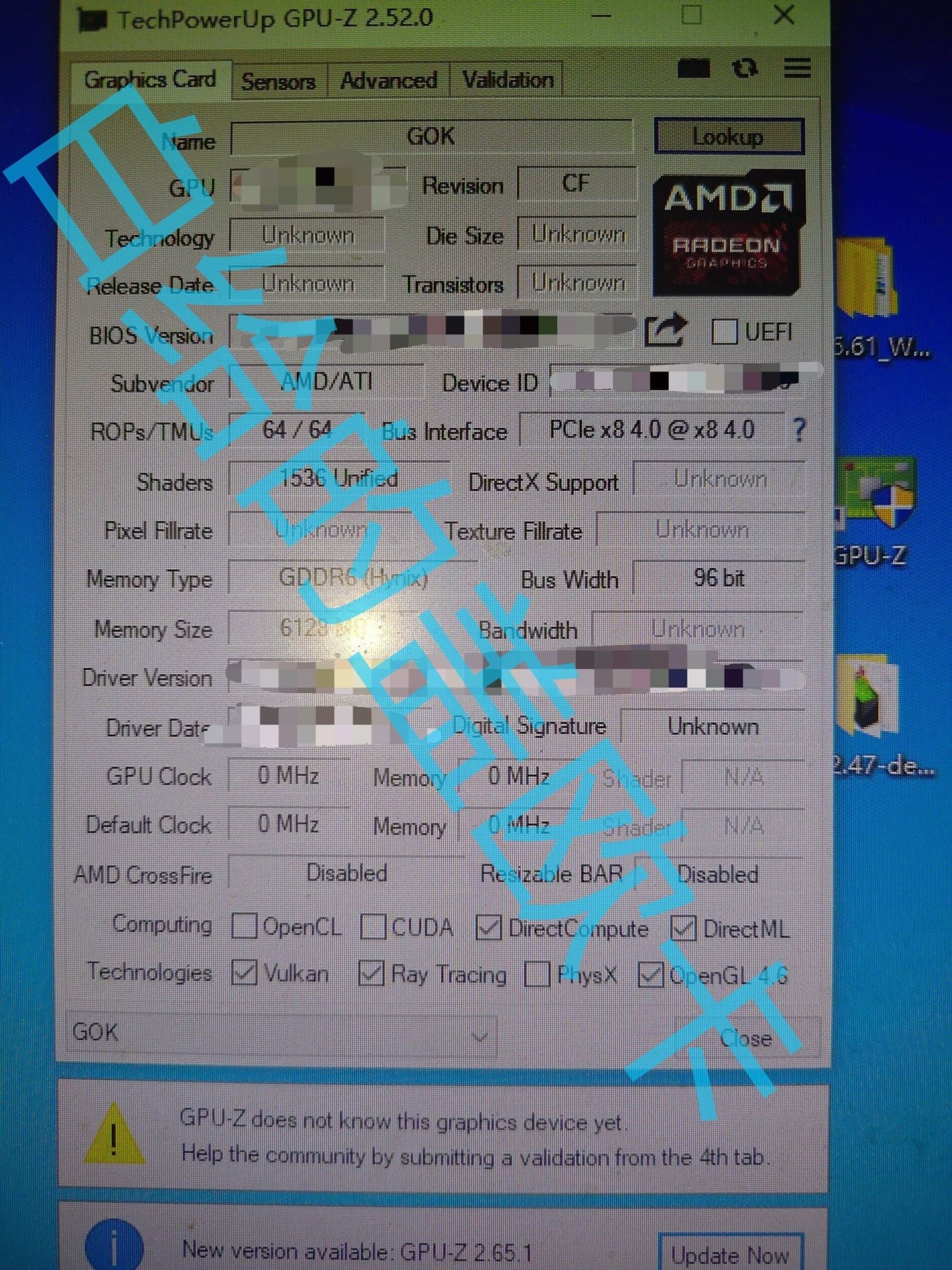 مشخصات گرافیک RX 7500 در CPU-Z
