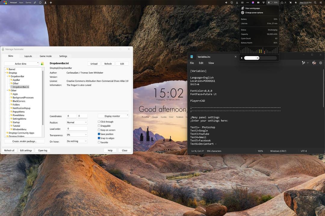 قابلیت های Rainmeter در ویندوز ۱۱