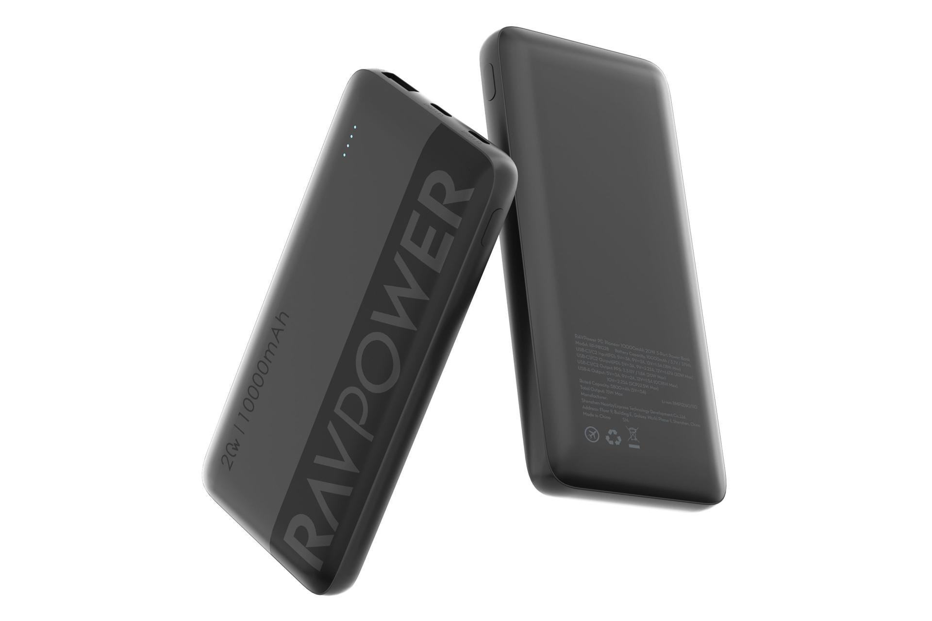 پاور بانک راوپاور RAVPower RP-PB1228 10000mAh از نمای کناری