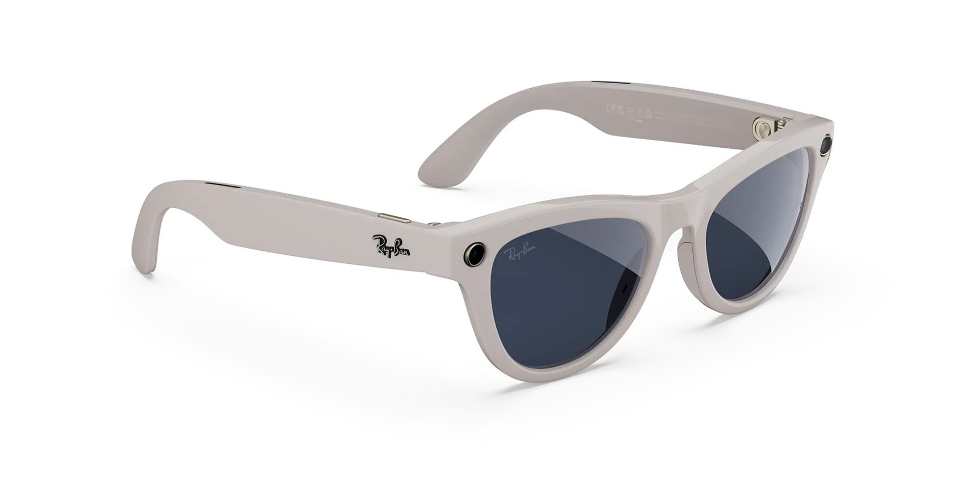 عینک ری‌بن متا نسل دوم از نمای جانبی رنگ کرم