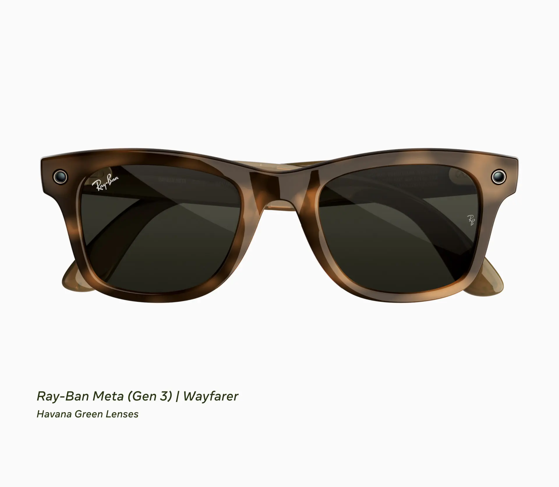 عینک هوشمند ریبن متا (Ray-Ban Meta) مدل ویفرر با فریم قهوهای و عدسی سبز