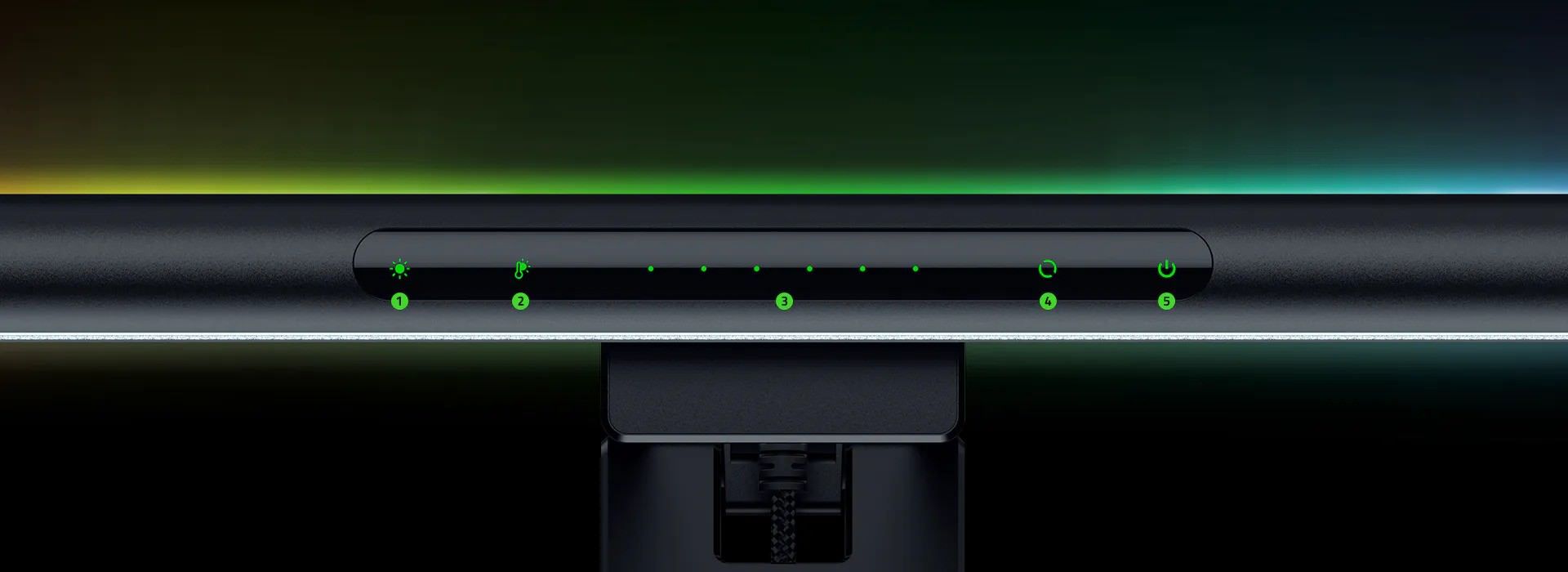 دکمه‌های لمسی کنترل لایت‌بار Razer Aether