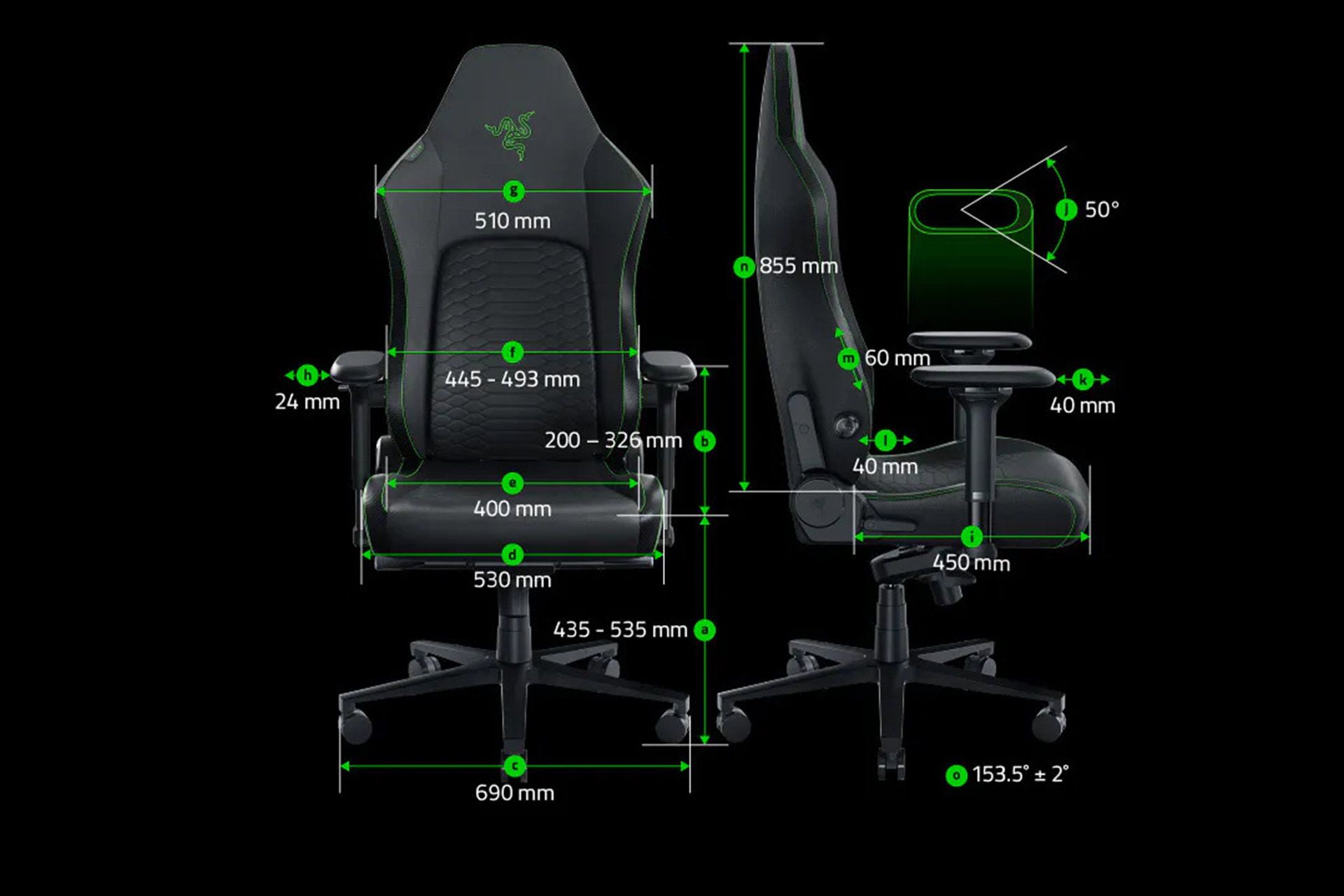 ابعاد صندلی گیمینگ ایسکور V2