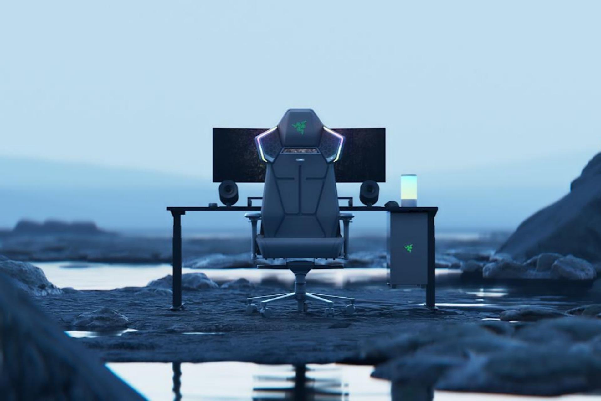 صندلی گیمینگ مفهومی Project Madison با نورپردازی از نمای جلو