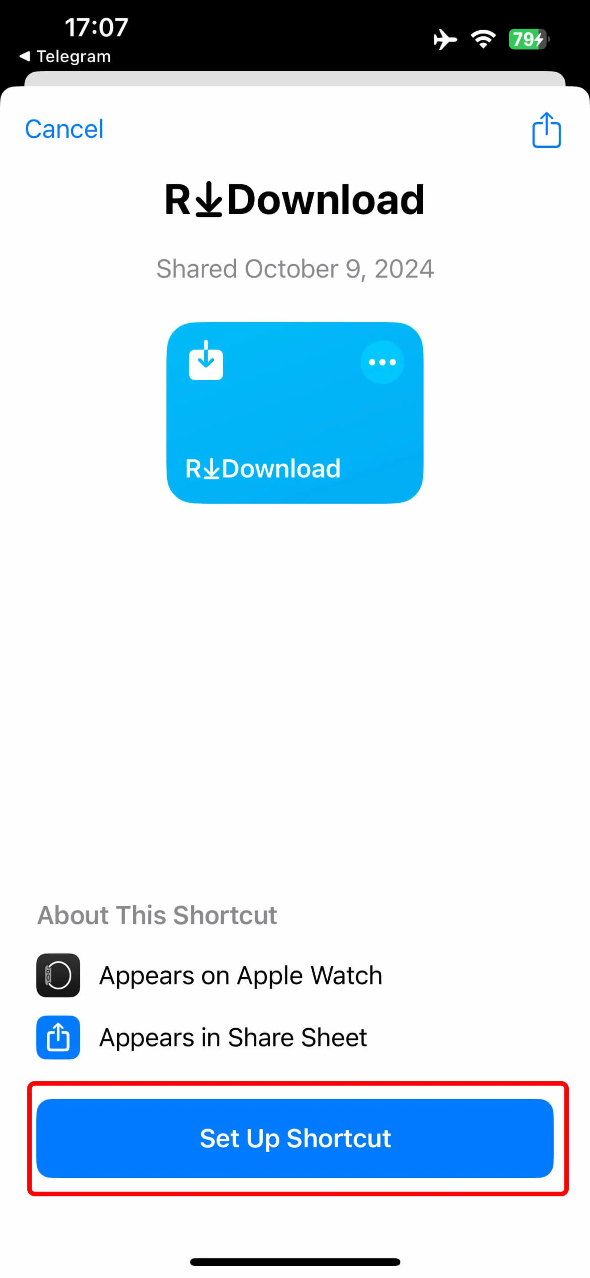 باز کردن شورتکات rdownload و انتخاب set up shortcut برای دانلود ریلز اینستاگرام