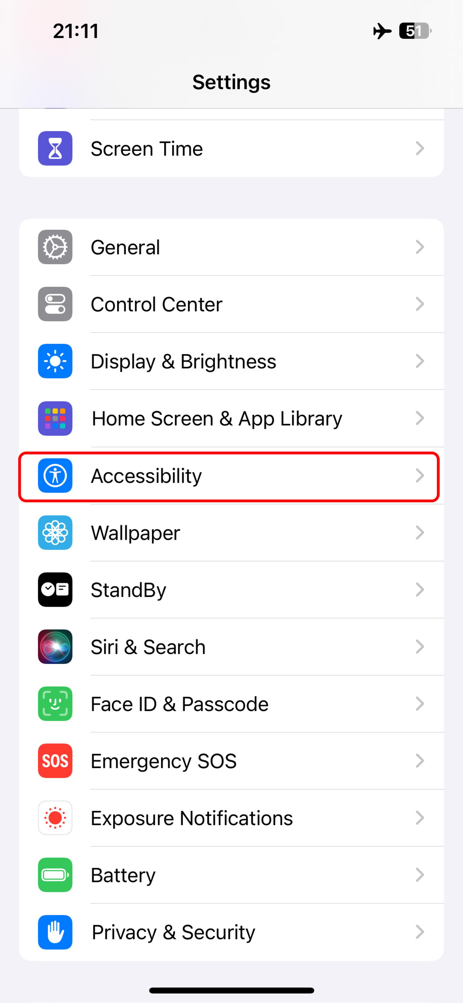 تنظیمات (Settings) گوشی آیفون