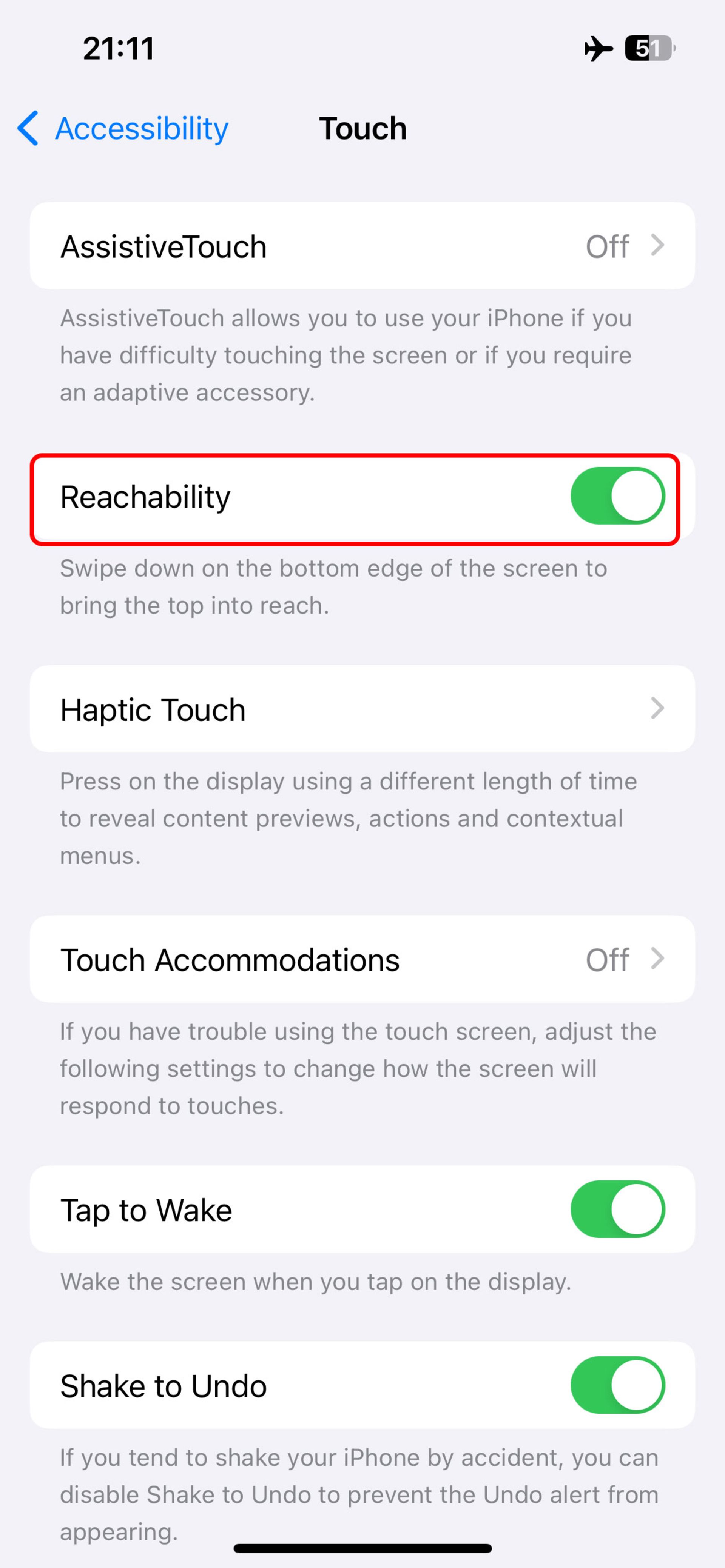 روشن کردن دکمه‌ تغییر دهنده‌ وضعیت Reachability