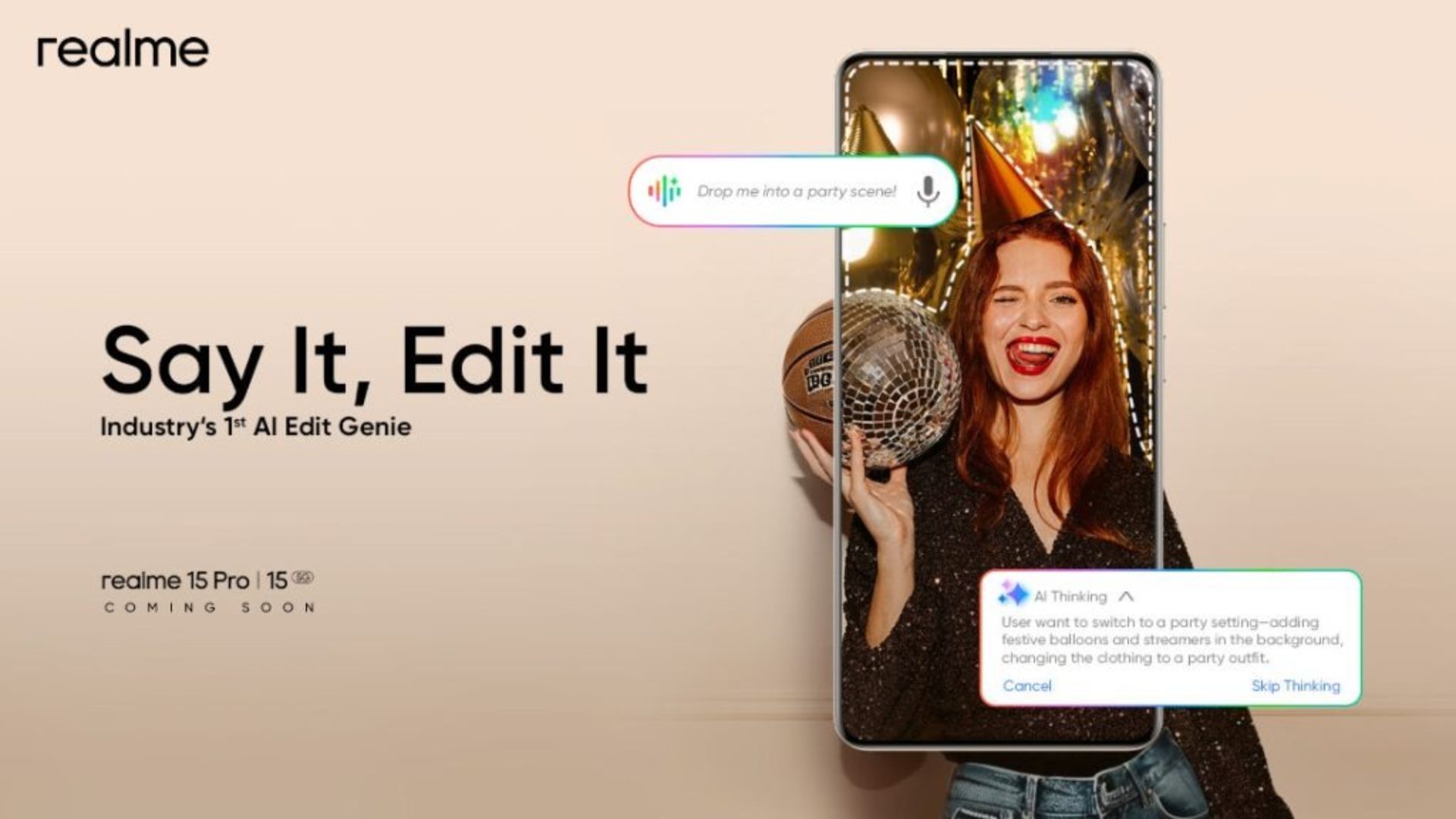 پوستر سری ریلمی ۱۵ با قابلیت هوش مصنوعی AI Edit Genie