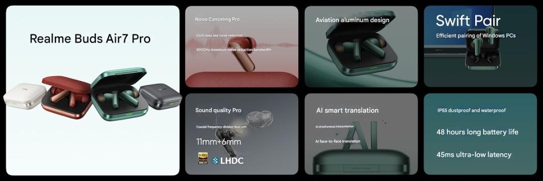 مشخصات هندزفری Realme Buds Air7 Pro