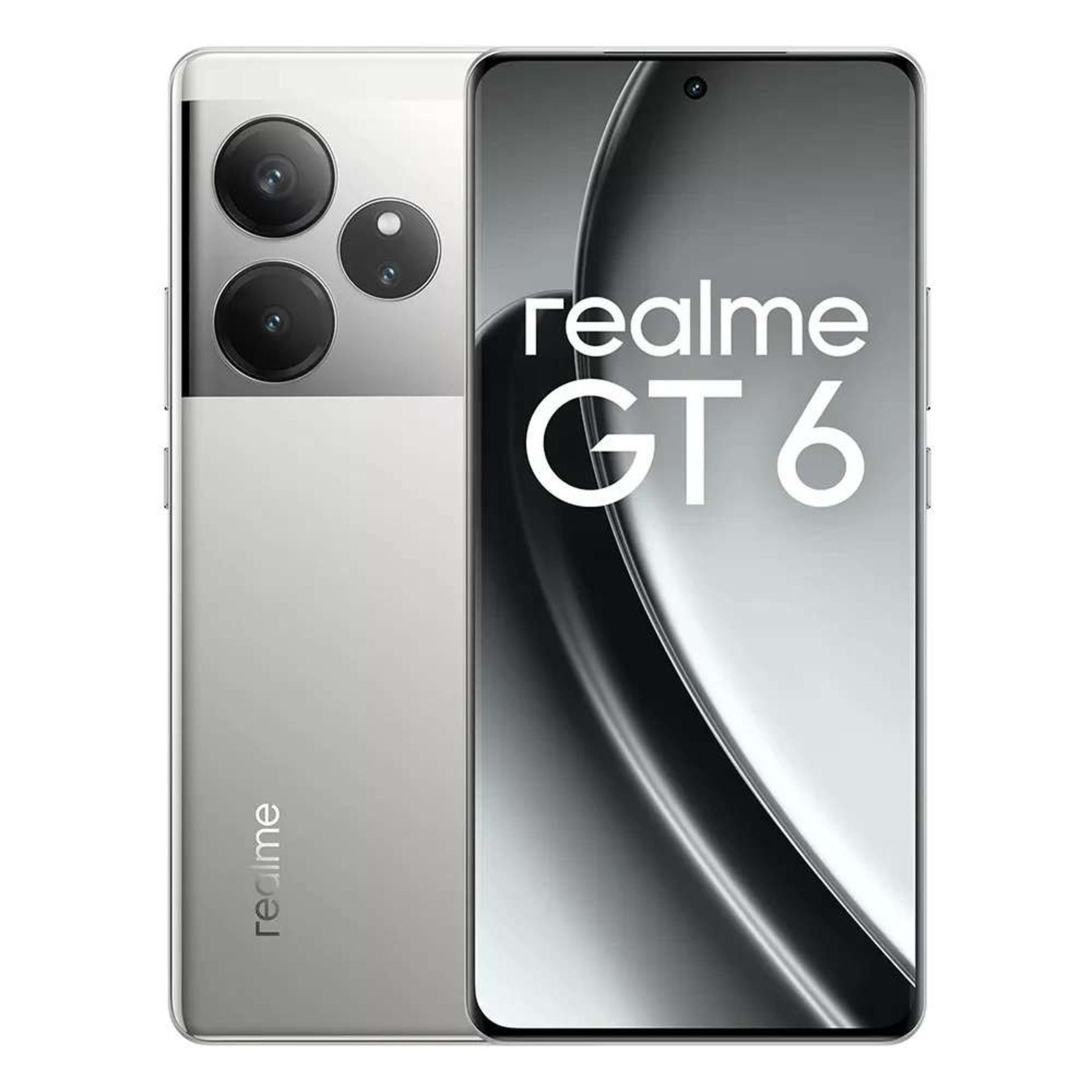 پنل پشت و جلوی گوشی Realme GT6 به رنگ نقره ای