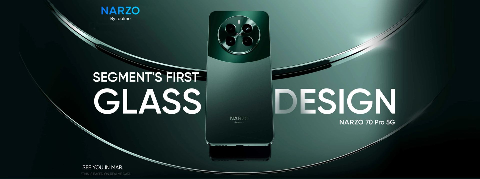 پنل پشتی گوشی ریلمی نارزو ۷۰ پرو رنگ سبز و عبارت Glass Design