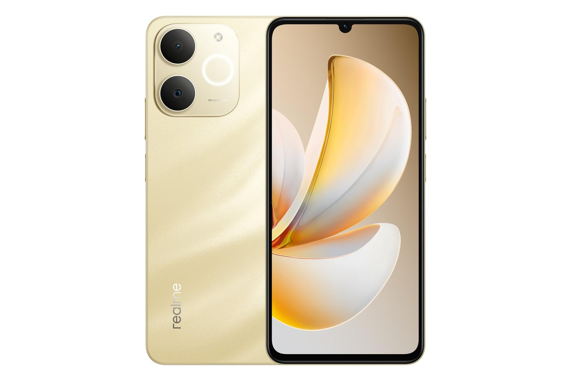 پنل جلو و پشت گوشی موبایل ریلمی P4 لایت 4G طلایی / Realme P4 Lite 4G
