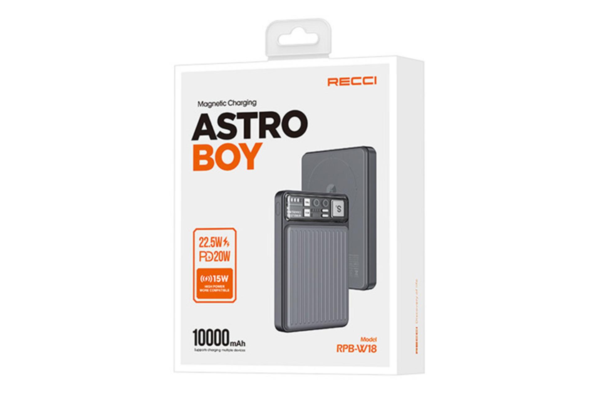 جعبه پاور بانک رسی Recci RPB-W18 10000mAh