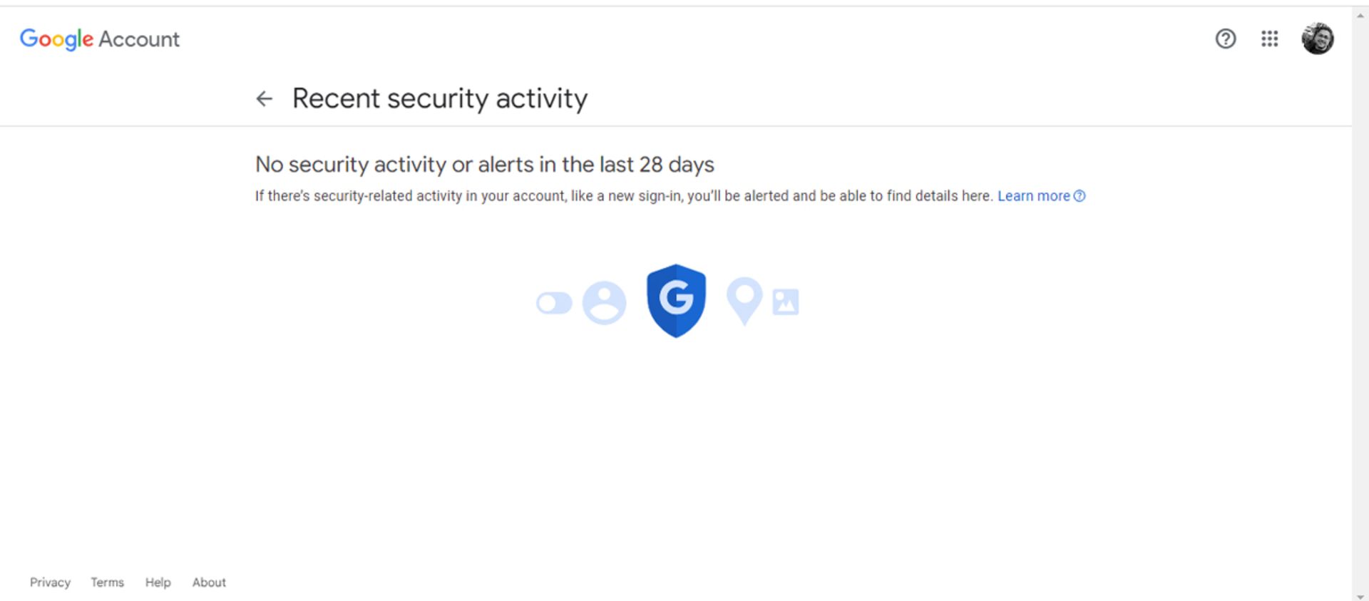 فعالیت های اخیر امنیتی اکانت گوگل
