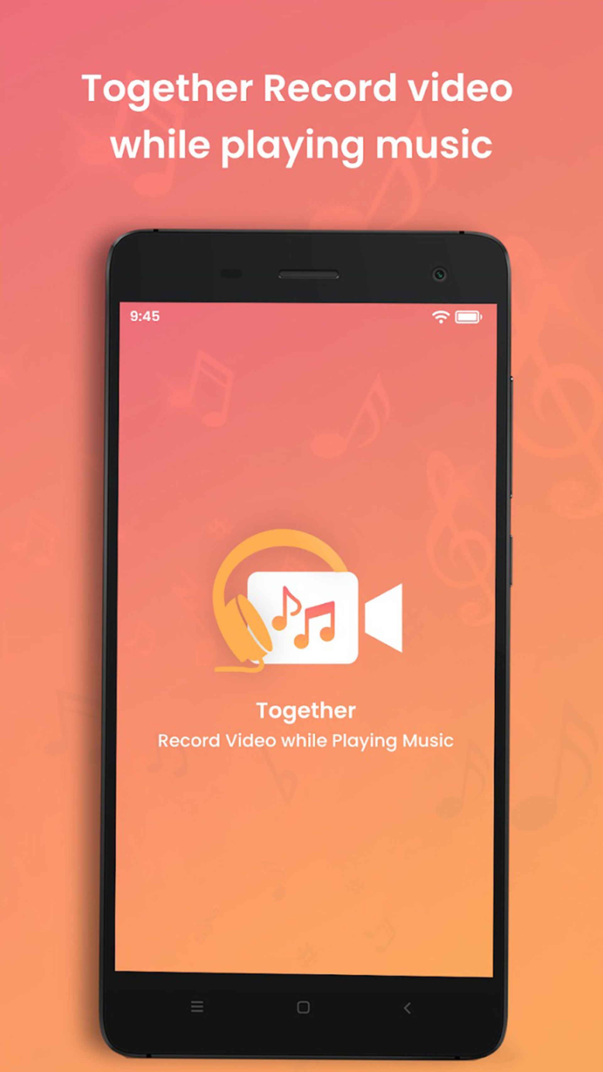 صفحه ورود به اپلیکیشن Together: Record Video while playing music