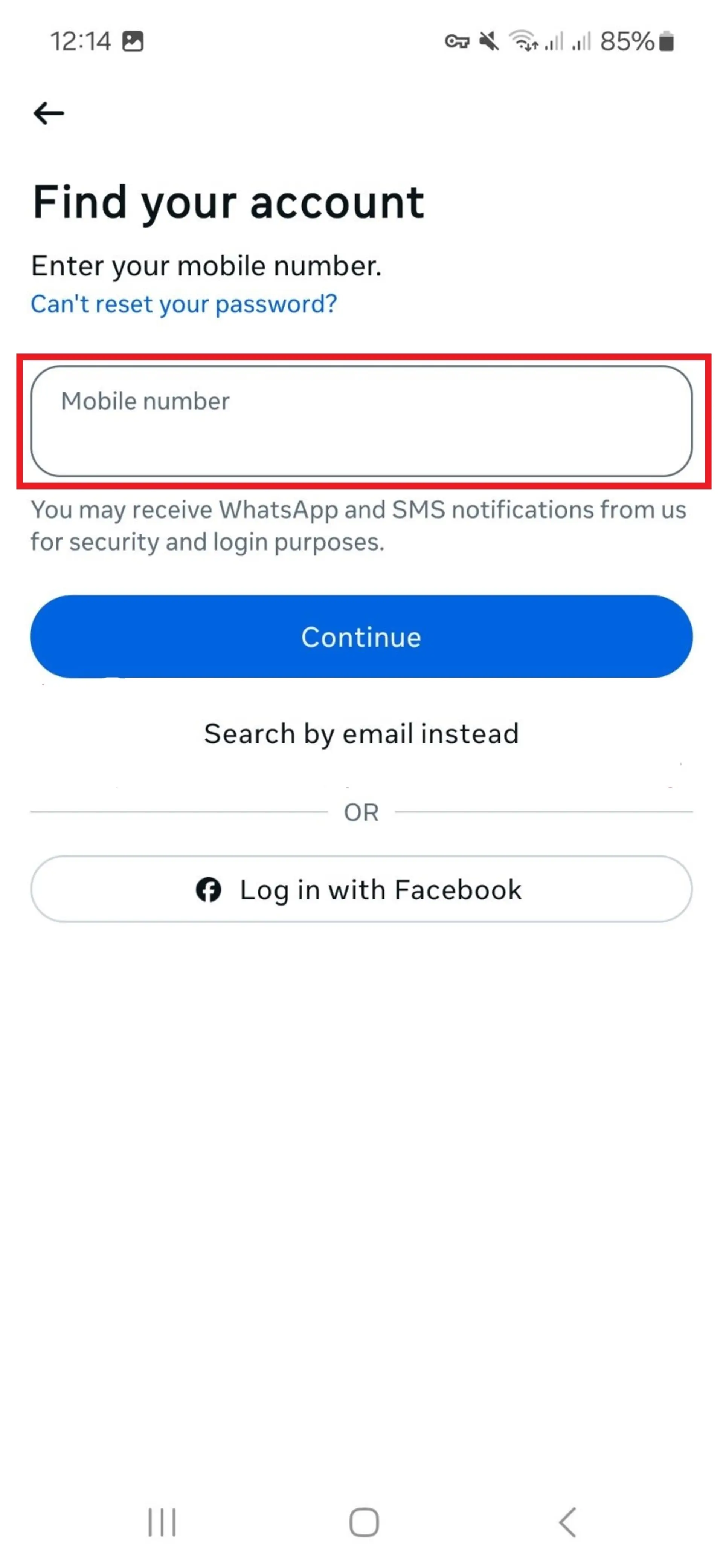 بازگرداندن پیج اینستاگرام با شماره موبایل