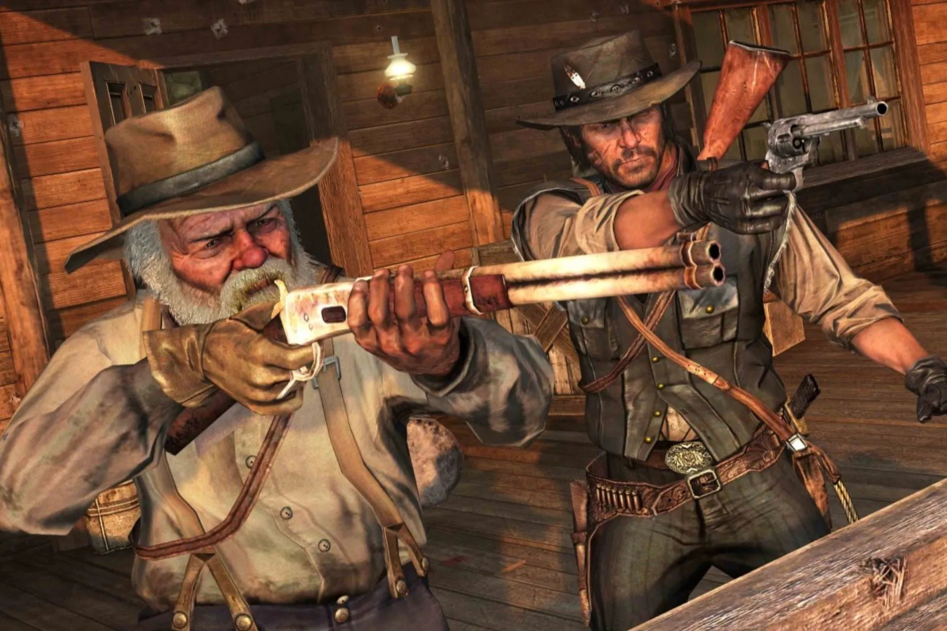 جان مارستون و آنکل درحال مقابله با ماموران ادگار راس