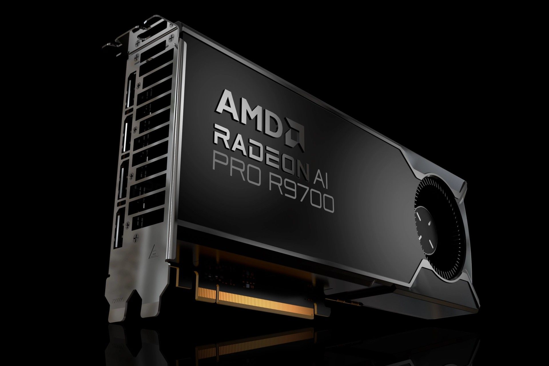 کارت گرافیک Radeon AI Pro R9700 از نمای جلو و جانبی