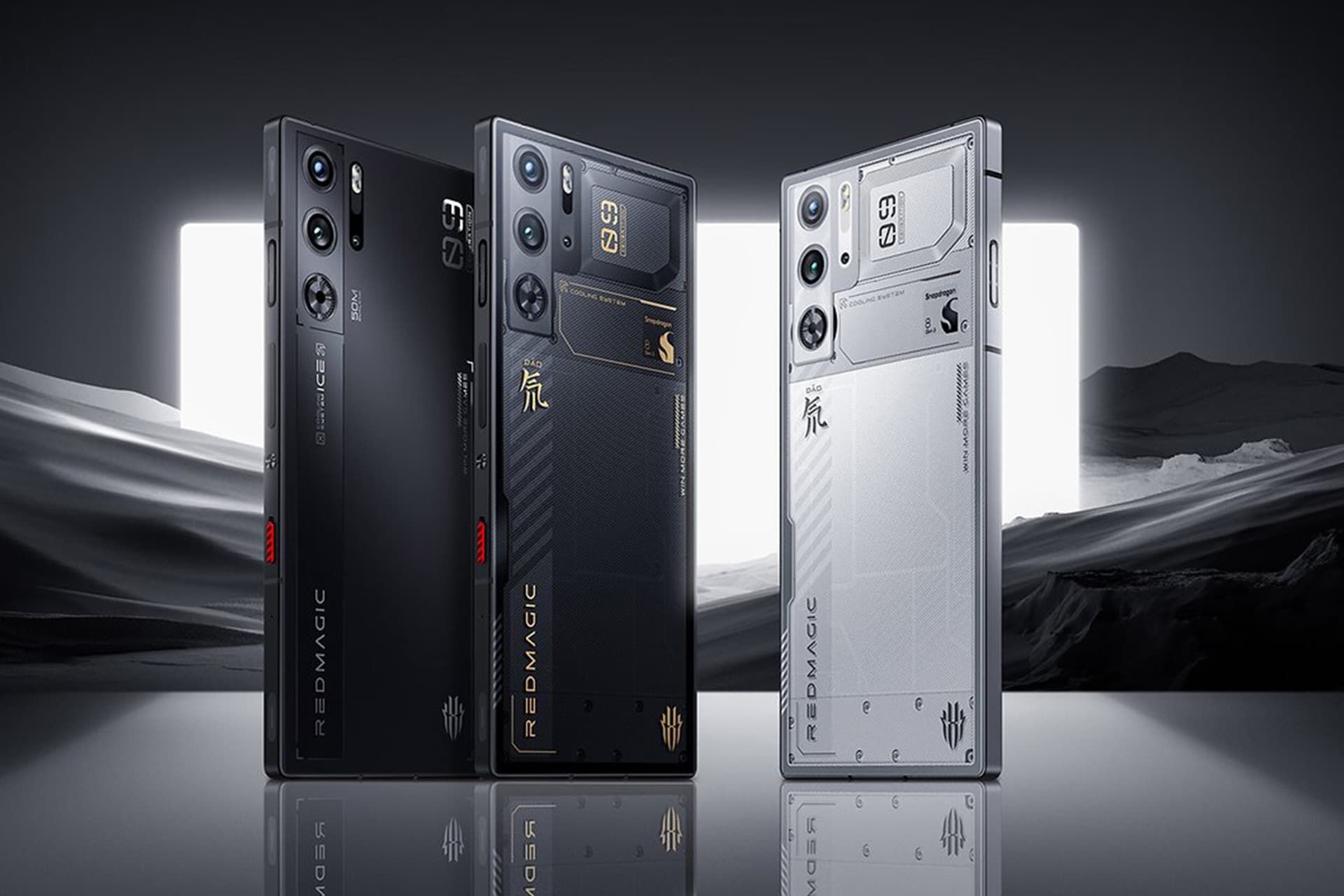 نمایی از پشت گوشی گیمینگ رد مجیک ۹ پرو در رنگ های نقره ای و مشکی