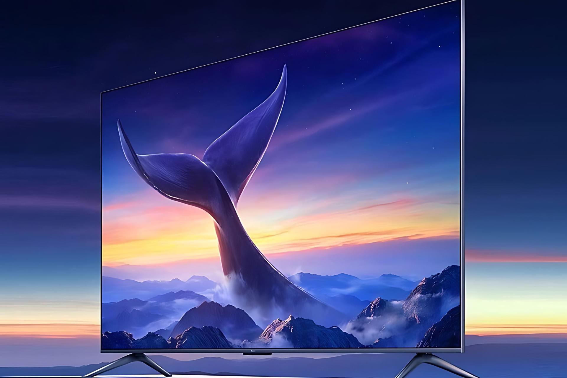 تلویزیون ردمی مکس ۱۰۰ اینچی نمای جلو درحال نمایش بال نهنگ
