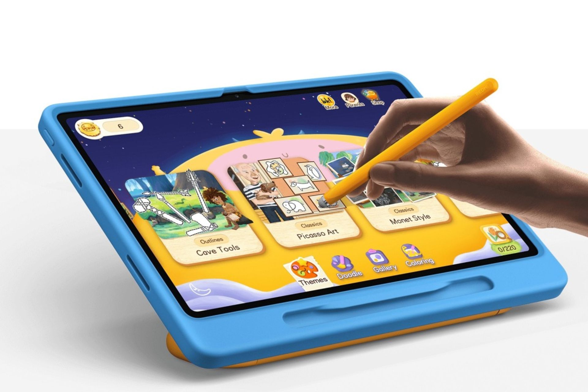 نمایشگر تبلت ردمی پد ۲ پلی باندل از نمای جلو با قلم