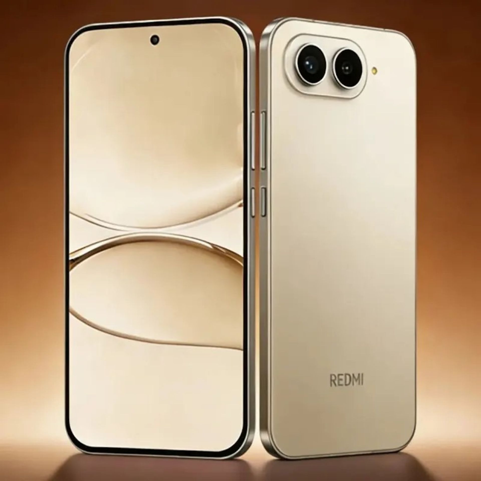 رندر منتسب به ردمی توربو ۵ مکس در رنگ طلایی روشن