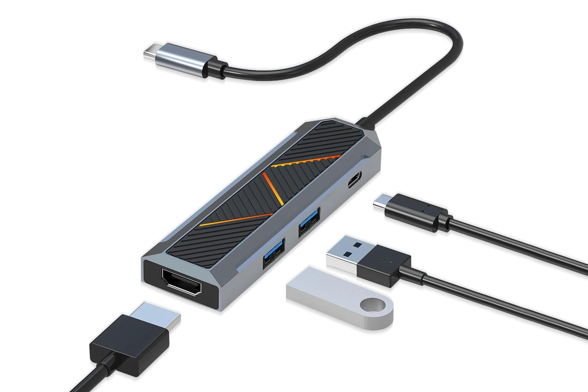 اتصالات هاب USB هاب USB-C ردراگون 4 پورت مدل UCA-4