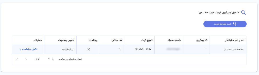 پیگیری مراحل واگذاری خط تلفن ثابت و پرداخت