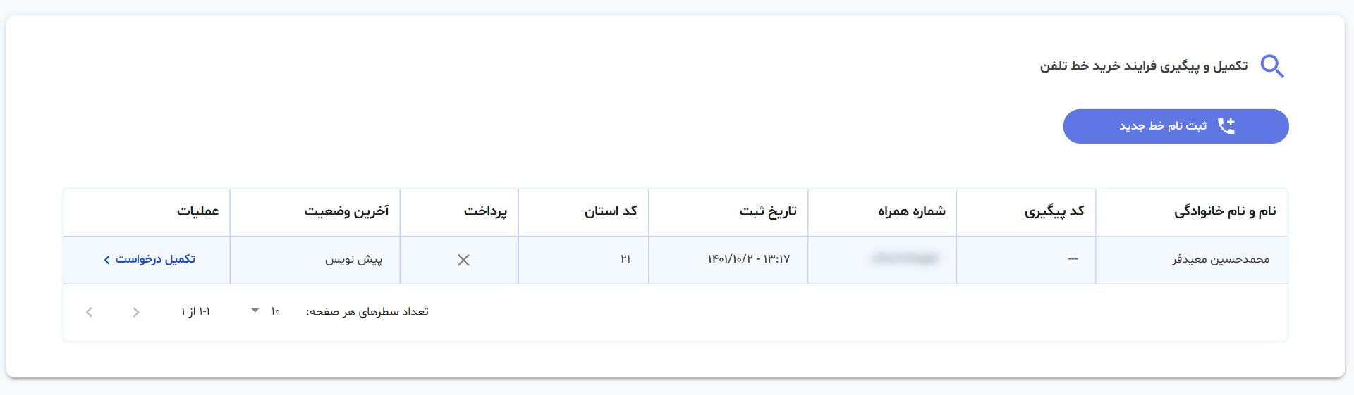 پیگیری مراحل واگذاری خط تلفن ثابت و پرداخت
