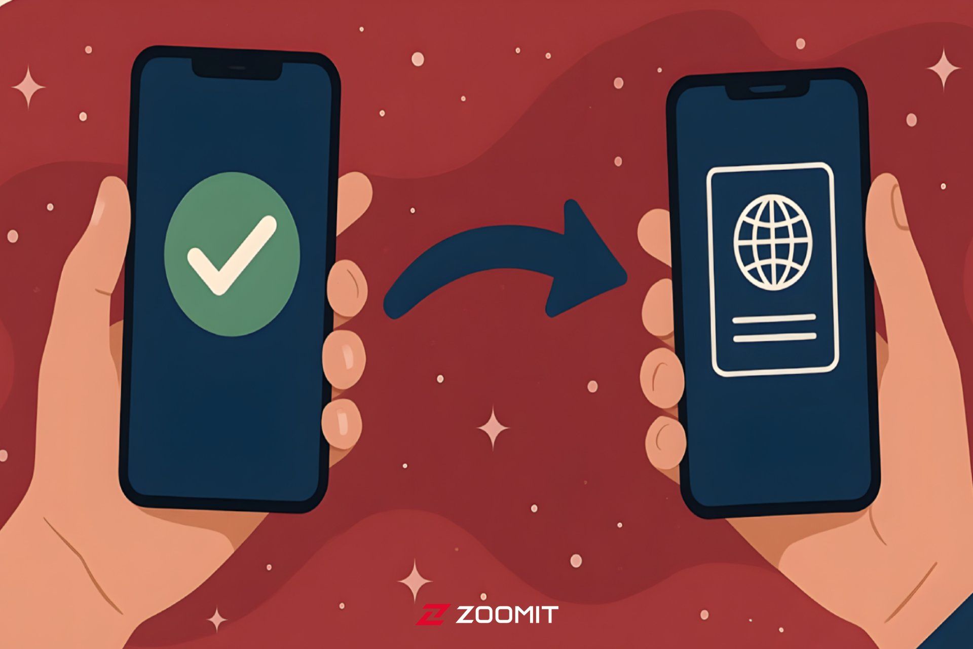 دو گوشی در دست درحال انتقال مالکیت رجیستری