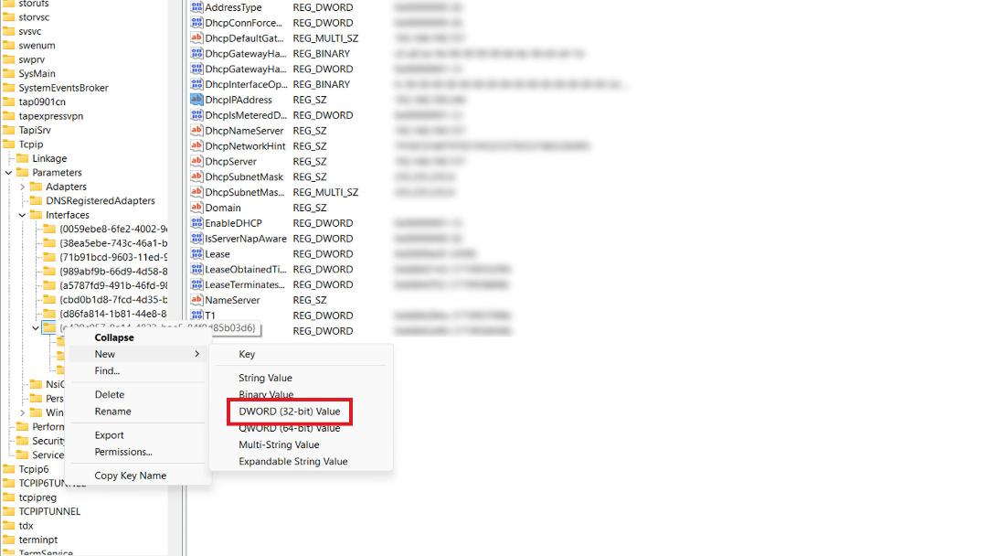 پنجره‌ی Registry Editor
