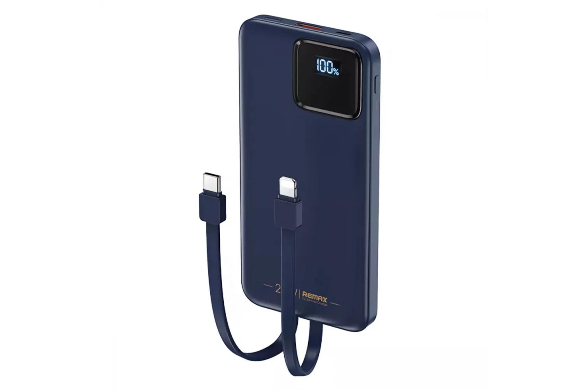 پاور بانک ریمکس RPP-500 Suji Series با ظرفیت 10000 میلی‌آمپر ساعت رنگ آبی